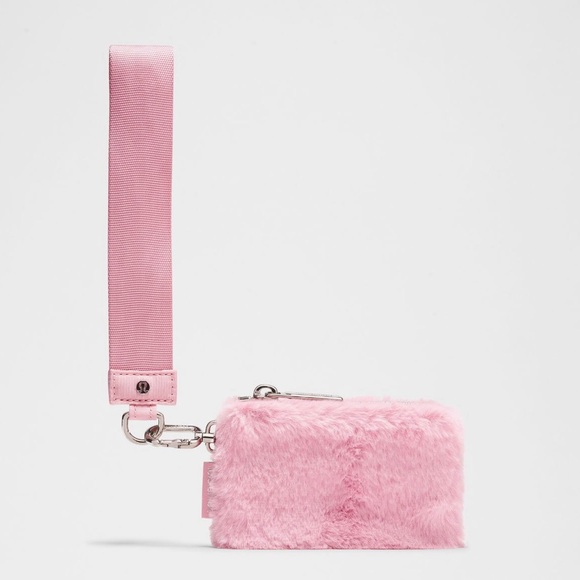 NWT Lululemon Dual Pouch Wristlet Plush Fleece Pink Tide